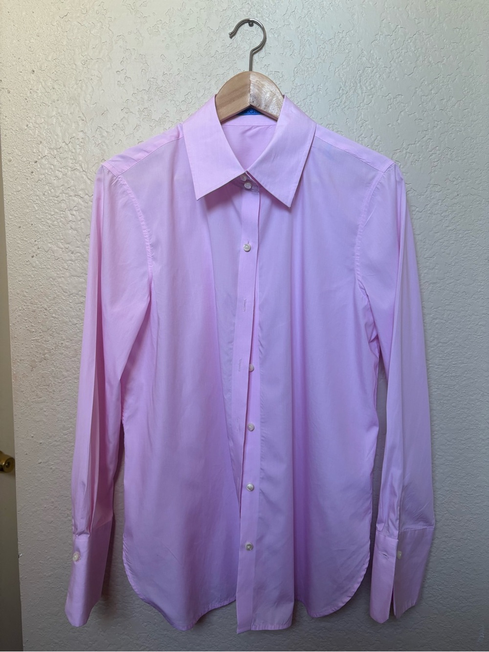 J. McLaughlin Sloane Shirt Light Pink 100% Cotton Button Down Wide Cuffs - Picture 3 of 8